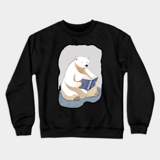 Cute Polar Bear Reading a Book Crewneck Sweatshirt